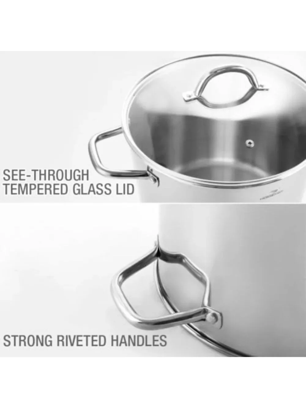 24 Quart Stainless Steel Stock Pot with Lid - Heavy Duty Induction Cookware